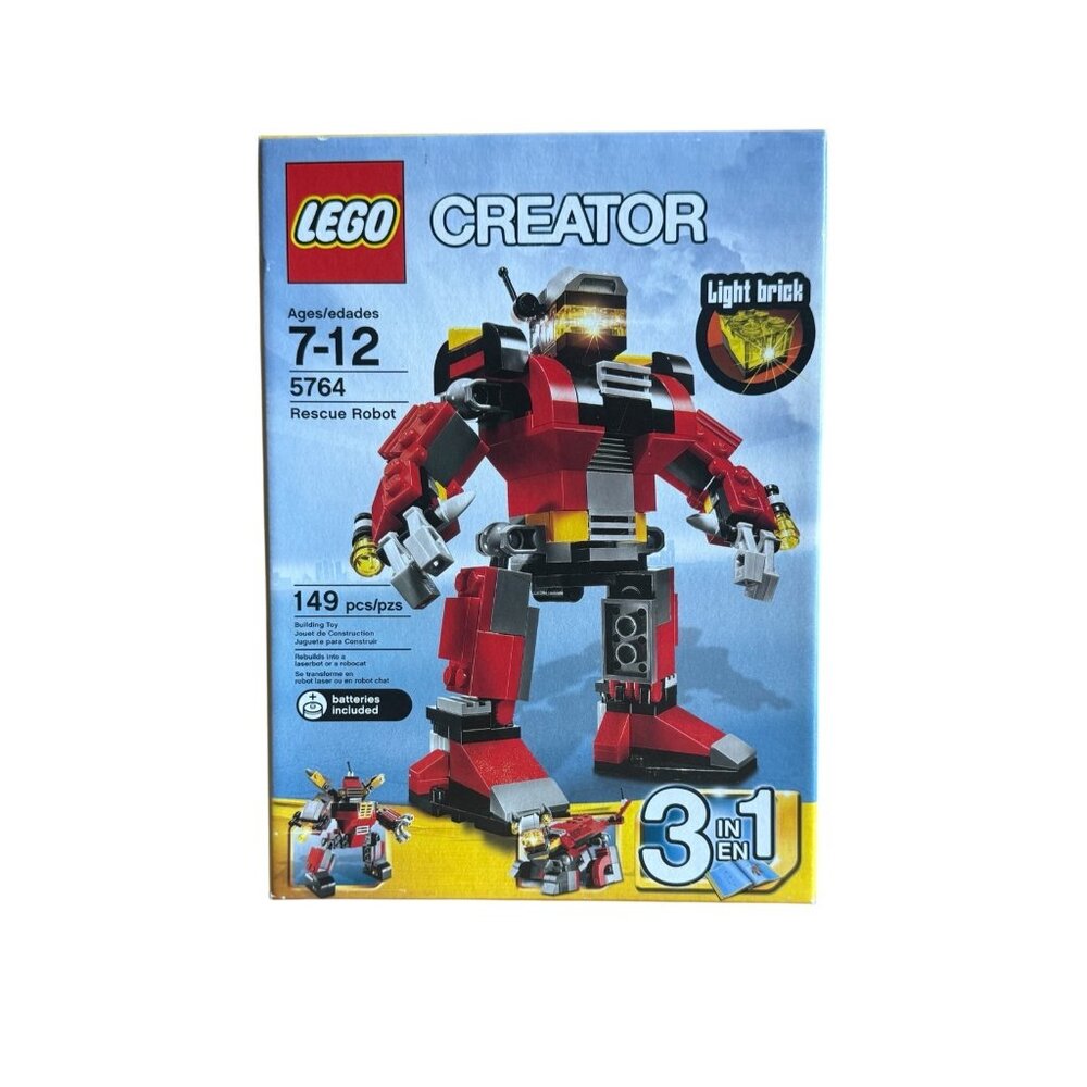 NEW LEGO Creator 5764 Rescue Robot 3 in 1 w/ Light Brick 149 Pieces Sealed Box
